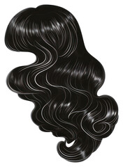 Poster - PNG Elegant black wavy hair illustration