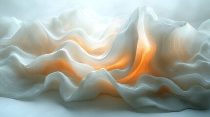 Wall Mural - Abstract Fabric Waves with Golden Light