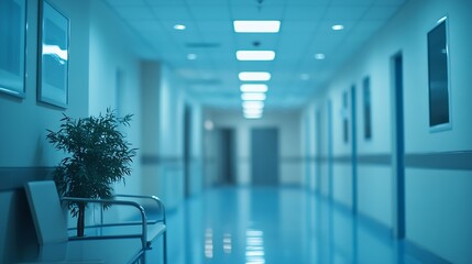 Poster - Blur clinic or hospital room Light blurred background for use blank hall an office or medical institution hall room Blur interior background concept : Generative AI