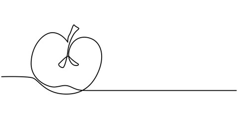 Wall Mural - Apple continuous one line drawing, single line art element, minimalist sketch line vector illustration, autum and thanksgiving concept, Continuous Line Drawing Of A On An Apple Transparent background