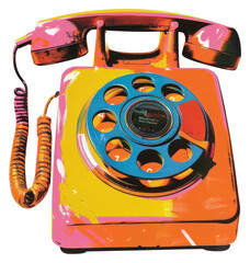 Sticker - PNG Colorful retro rotary phone illustration