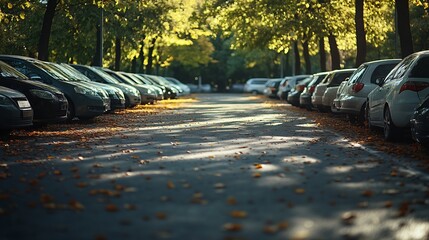 Poster - parking lot in city park : Generative AI