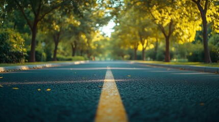 Poster - Road and trees background in city park : Generative AI