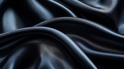 Leinwandbilder - Black gray satin dark fabric texture luxurious shiny that is abstract silk cloth background with patterns soft waves blur beautiful : Generative AI