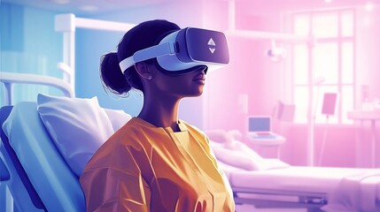 Wall Mural - illustration of a healthcare professional using vr for patient therapy showing the integration of te
