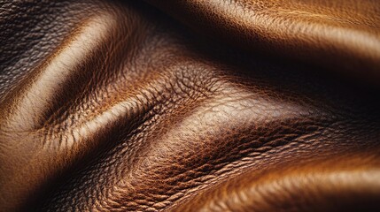 Aufkleber - brown leather texture as background natural cowhide closeup : Generative AI
