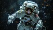 © TranNgoc - An astronaut floating alone in the vastness of deep space, surrounded by endless blackness, the distant stars barely visible, capturing the profound sense of solitude and isolation,