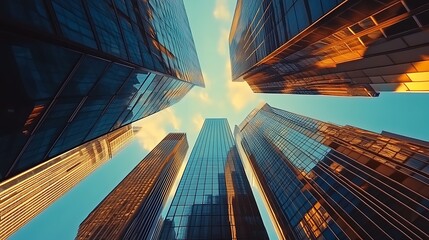 Poster - Glass Skyscrapers Reaching for the Sky