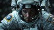 © TranNgoc - An astronaut lost in the endless blackness of space, with no stars or planets in sight, the scene filled with a profound sense of isolation and silence, ultra-HD quality, sharp focus, deep shadows,