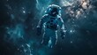 © TranNgoc - An astronaut lost in the endless blackness of space, with no stars or planets in sight, the scene filled with a profound sense of isolation and silence, ultra-HD quality, sharp focus, deep shadows,