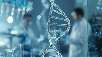 Wall Mural - dna helix research. a double helix structure, symbolizing genetic research and scientific discovery,