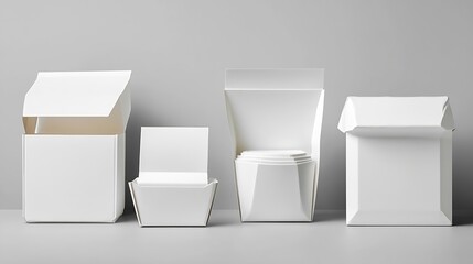 Poster - Different types of white cardboard packaging For fast food folding large and small The concept of production and design of paper products Image : Generative AI
