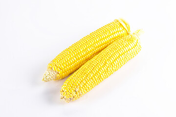 Sweet yellow raw corn cob