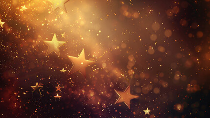 Poster - Shimmering golden stars cascade against a festive backdrop, ideal for ringing in the new year
