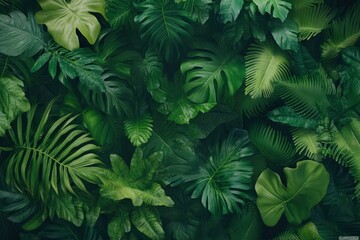 Poster - Lush Green Tropical Leaf Background