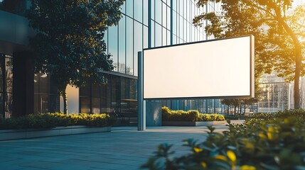 Wall Mural - Advertising biilboard mockup in front of the modern office building : Generative AI