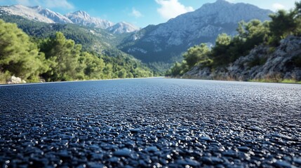 Canvas Print - Asphalt road and mountain nature background : Generative AI