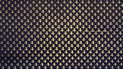 Wall Mural - Woven fabric texture. Close up of a woven fabric with a blue and gold pattern.  Perfect for backgrounds or adding texture to your design projects.