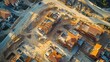 © Generative AI - Aerial shot of a construction site for multifamily housing : Generative AI