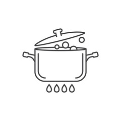 Wall Mural - Сooking pot icon in flat style. Saucepan vector illustration on isolated background. Pan sign business concept.