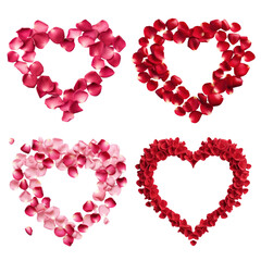 Sticker - PNG rose petal heart element set, transparent background