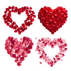 Sticker - PNG rose petal heart element set, transparent background