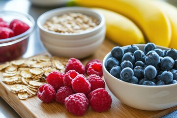 Wall Mural - Healthy breakfast ingredients photo social media image 