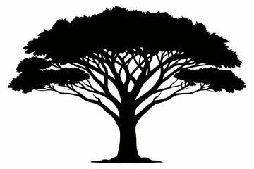 Tree silhouette vector illustration, Tree graphic brush design