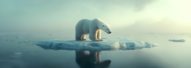 isolated polar bear cub, white fur, arctic nature, cold water, winter wildlife