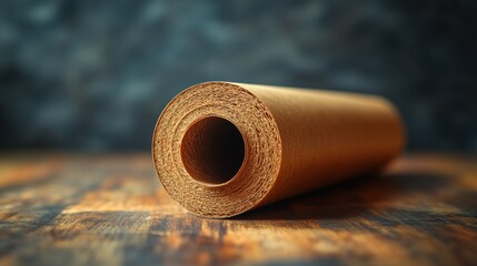 Wall Mural - A Roll of Parchment Paper on a Wooden Table