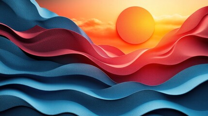 Wall Mural - Abstract Sunset Landscape