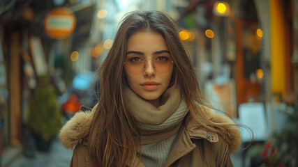 Wall Mural - Portrait of a beautiful young blonde woman with long curly hair