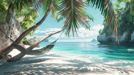 Poster - Tropical Beach Paradise with Hammock