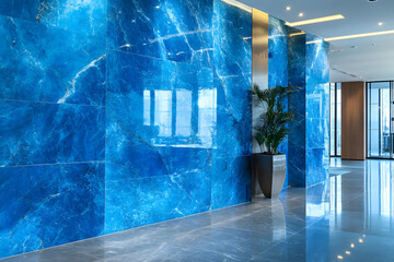 Poster - Modern interior with blue marble walls