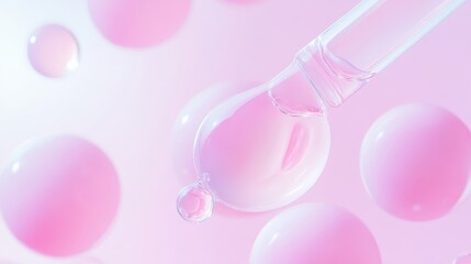 Canvas Print - a close up of a droplet of pink liquid on a pink background