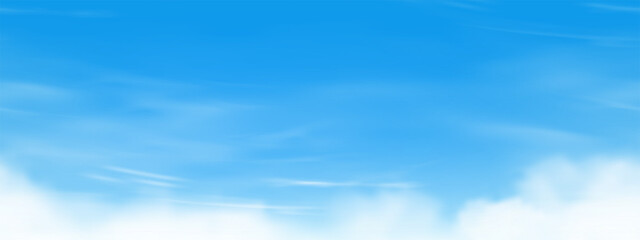 Wall Mural - sky blue,cloud background.seamless pattern summer clear sky over beach.vector cartoon horizon beauti