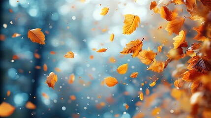 Wall Mural - Autumn Leaves Falling Through the Air