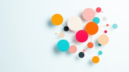 Wall Mural - a colorful circular network diagram showcasing the different nodes in a computer network, with nodes