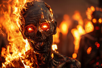 Picture of a scary demon burning at hell generative AI technology