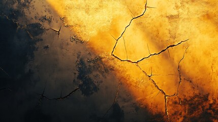 Poster - Cracked Wall With Golden Light