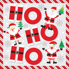 Canvas Print - Christmas card design with cute Santa and ho ho ho