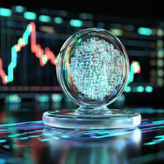 Fototapete - An interactive financial hud with a futuristic graphic. Technology innovation hud. Stock symbol.
