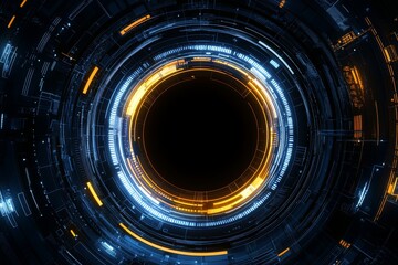 Leinwandbilder - Circular abstract background with blue and yellow colors. Stock photo