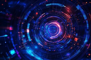 Leinwandbilder - Abstract technology ui futuristic concept hologram interface with digital data chart, communication, computing, and circle percent vitality innovation on hi tech future design background, stock