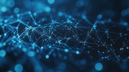 Leinwandbilder - A futuristic AI tech wire network with points and lines. Abstract technology background. 4K rendering of big data.