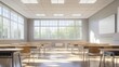 © Tunsale - Empty classroom interior. AI generated illustration.