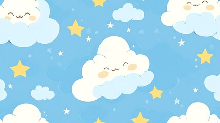 Cute Clouds and Stars Pattern