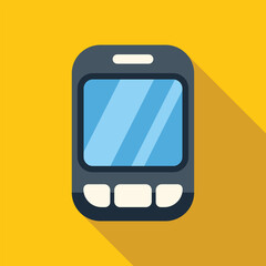 Poster - Minimalist flat design style mobile phone with buttons is showing a blank screen on a yellow background