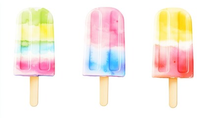 A colorful watercolor illustration of a popsicle for summer fun and dessert designs