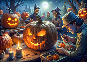 Wall Mural - halloween background with pumpkin